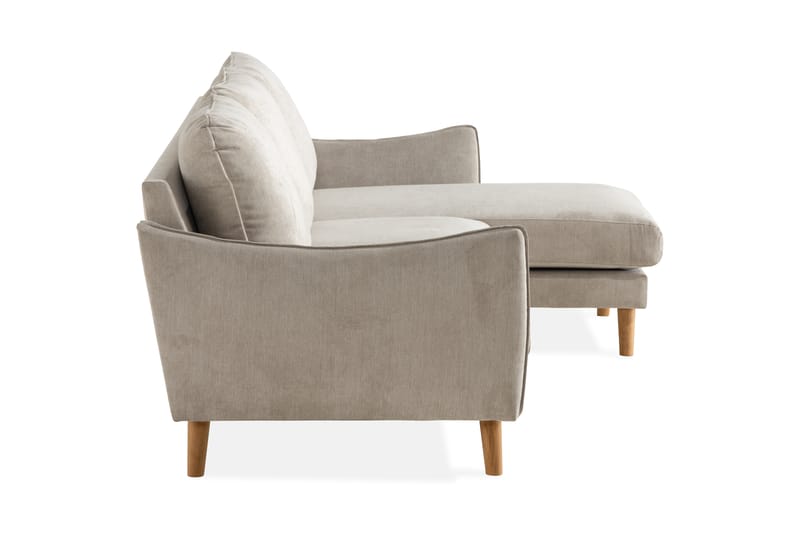 Trend Lyx 3-seters Høyrevendt L-formet Sjeselongsofa i Stoff - Beige - Møbler - Sofaer - Sofa med sjeselong