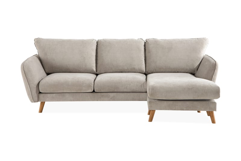 Trend Lyx 3-seters Høyrevendt L-formet Sjeselongsofa i Stoff - Beige - Møbler - Sofaer - Sofa med sjeselong