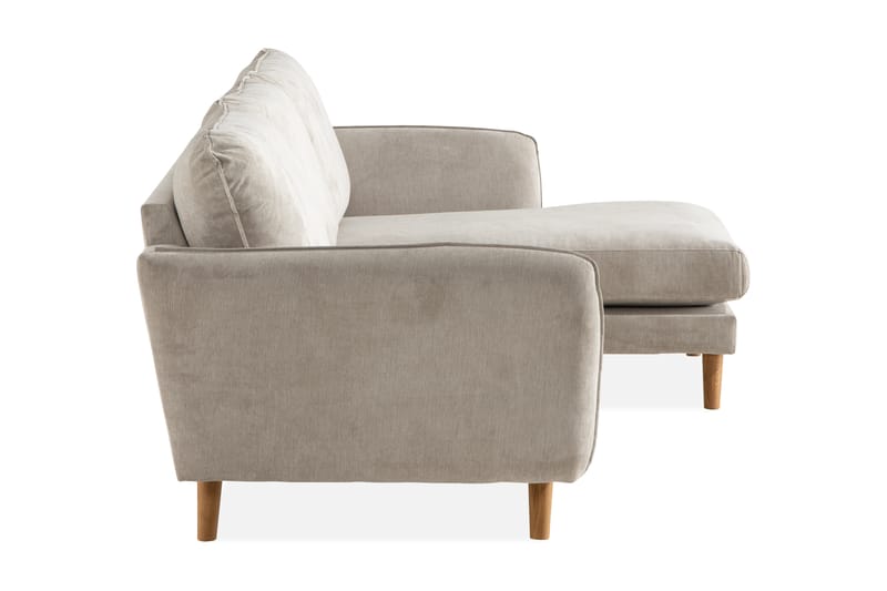 Trend Lyx 3-seters Høyrevendt L-formet Sjeselongsofa i Stoff - Beige - Møbler - Sofaer - Sofa med sjeselong