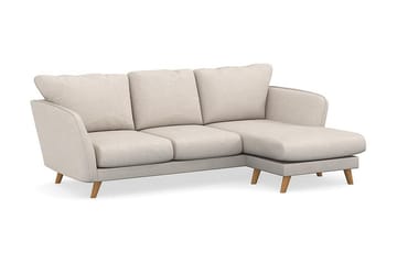 Trend Lyx 3-seters Høyrevendt L-formet Sjeselongsofa i Stoff - Beige - Møbler - Sofaer - Sofa med sjeselong