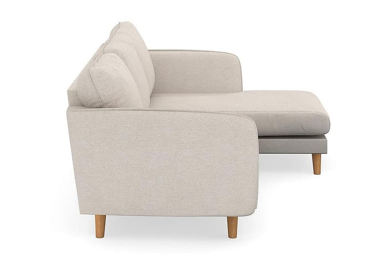 Trend Lyx 3-seters Høyrevendt L-formet Sjeselongsofa i Stoff - Beige - Møbler - Sofaer - Sofa med sjeselong