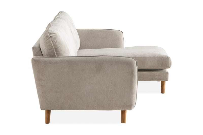 Trend Lyx 3-seters Høyrevendt L-formet Sjeselongsofa i Stoff - Beige - Møbler - Sofaer - Sofa med sjeselong - 4 seters sofa med divan