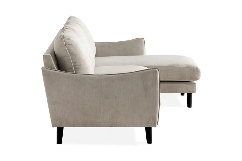 Trend Lyx 3-seters Høyrevendt L-formet Sjeselongsofa i Stoff - Beige - Møbler - Sofaer - Sofa med sjeselong - 4 seters sofa med divan