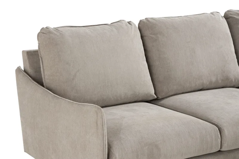 Trend Lyx 3-seters Høyrevendt L-formet Sjeselongsofa i Stoff - Beige - Møbler - Sofaer - Sofa med sjeselong - 4 seters sofa med divan