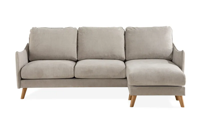 Trend Lyx 3-seters Høyrevendt L-formet Sjeselongsofa i Stoff, Beige