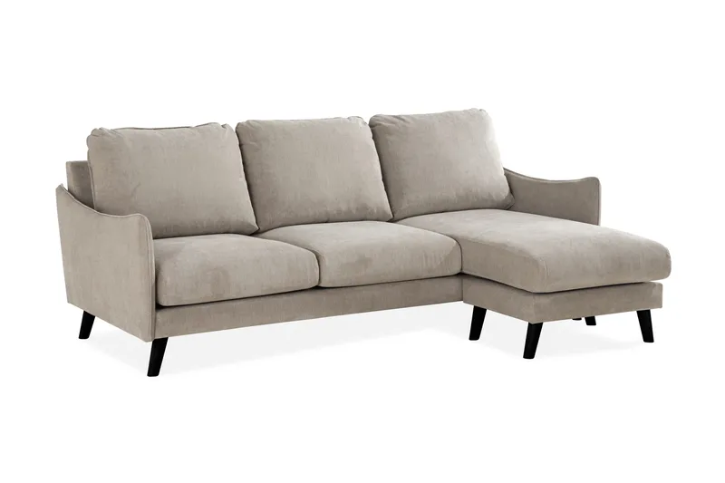 Trend Lyx 3-seters Høyrevendt L-formet Sjeselongsofa i Stoff - Beige - Møbler - Sofaer - Sofa med sjeselong - 4 seters sofa med divan