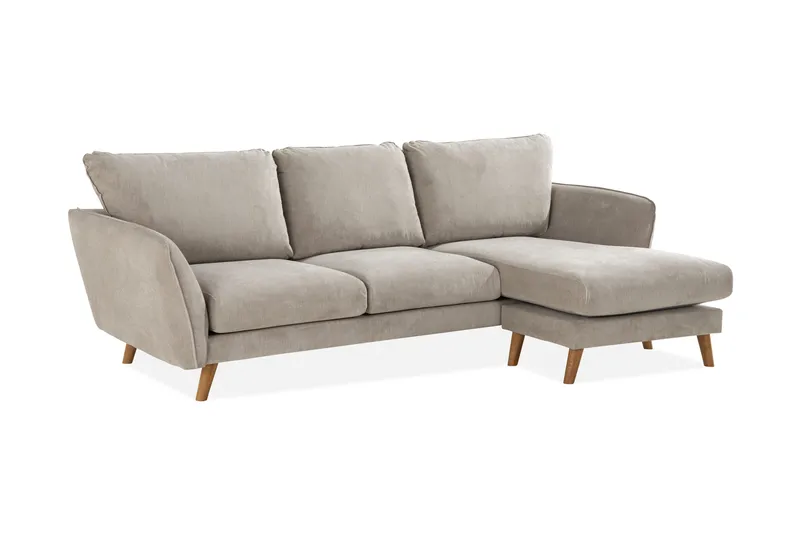 Trend Lyx 3-seters Høyrevendt L-formet Sjeselongsofa i Stoff - Beige - Møbler - Sofaer - Sofa med sjeselong - 4 seters sofa med divan