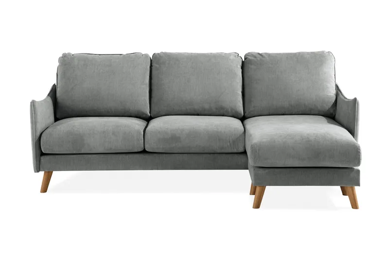 Trend Lyx 3-seters Høyrevendt L-formet Sjeselongsofa i Stoff - Grå - Møbler - Sofaer - Sofa med sjeselong - 4 seters sofa med divan