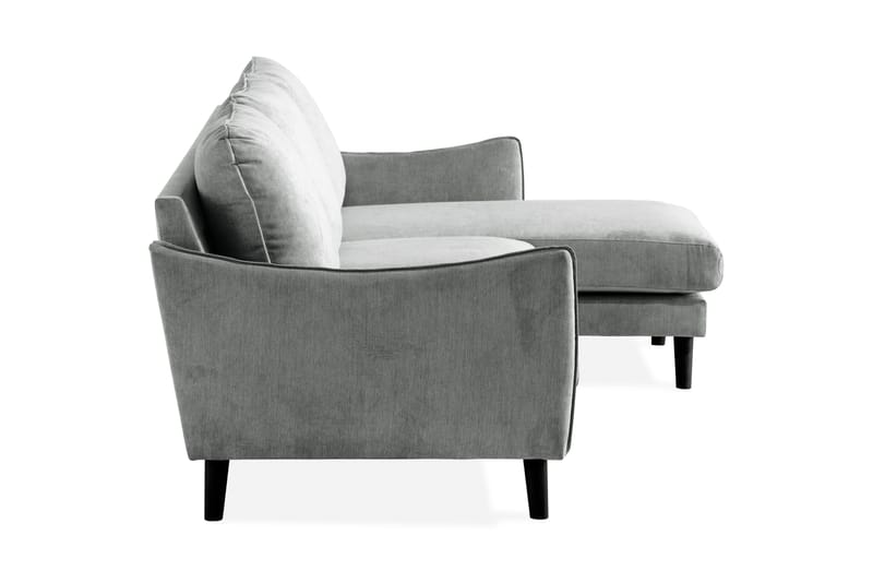 Trend Lyx 3-seters Høyrevendt L-formet Sjeselongsofa i Stoff - Grå - Møbler - Sofaer - Sofa med sjeselong - 4 seters sofa med divan