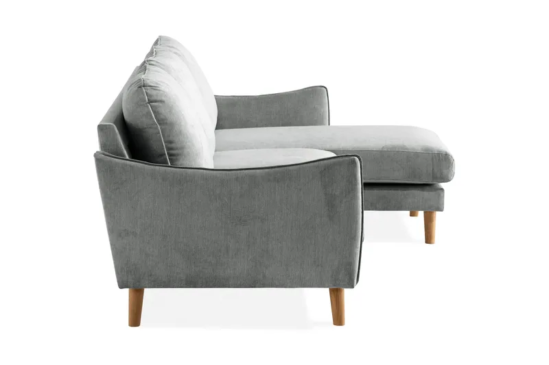 Trend Lyx 3-seters Høyrevendt L-formet Sjeselongsofa i Stoff - Grå - Møbler - Sofaer - Sofa med sjeselong - 4 seters sofa med divan