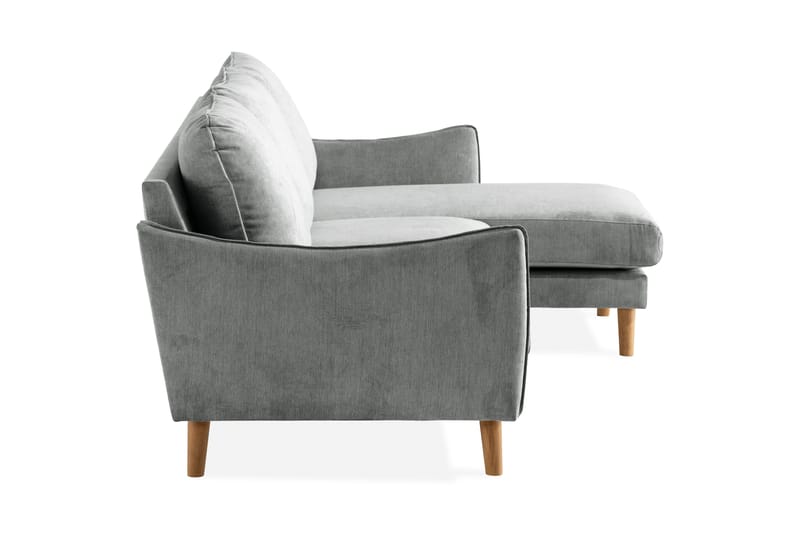 Trend Lyx 3-seters Høyrevendt L-formet Sjeselongsofa i Stoff - Grå - Møbler - Sofaer - Sofa med sjeselong - 4 seters sofa med divan