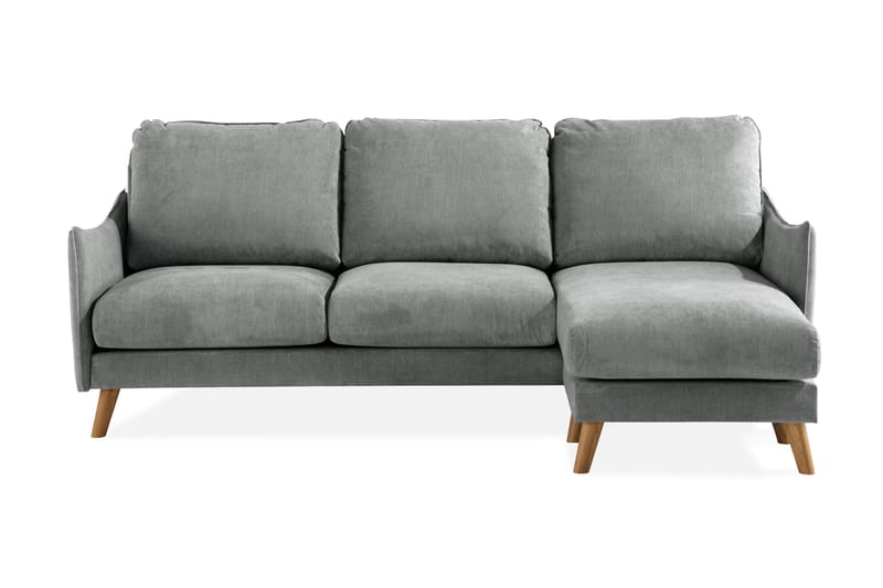 Trend Lyx 3-seters Høyrevendt L-formet Sjeselongsofa i Stoff - Grå - Møbler - Sofaer - Sofa med sjeselong