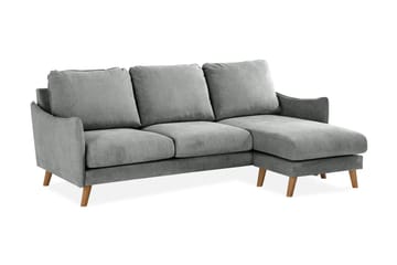 Trend Lyx 3-seters Høyrevendt L-formet Sjeselongsofa i Stoff - Grå - Møbler - Sofaer - Sofa med sjeselong