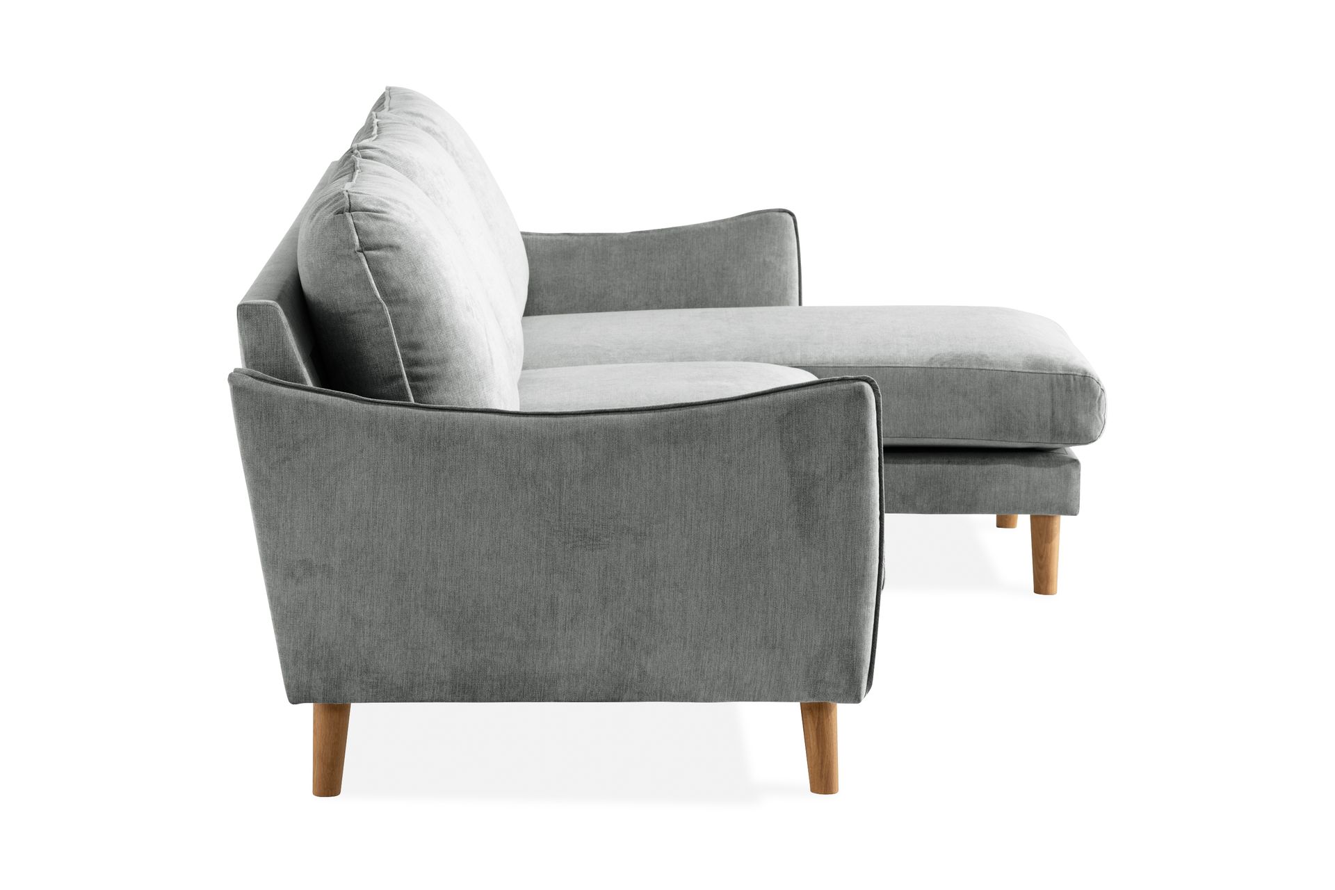 Trend Lyx 3-seters Høyrevendt L-formet Sjeselongsofa i Stoff - Grå - Møbler - Sofaer - Sofa med sjeselong