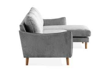 Trend Lyx 3-seters Høyrevendt L-formet Sjeselongsofa i Stoff - Grå - Møbler - Sofaer - Sofa med sjeselong