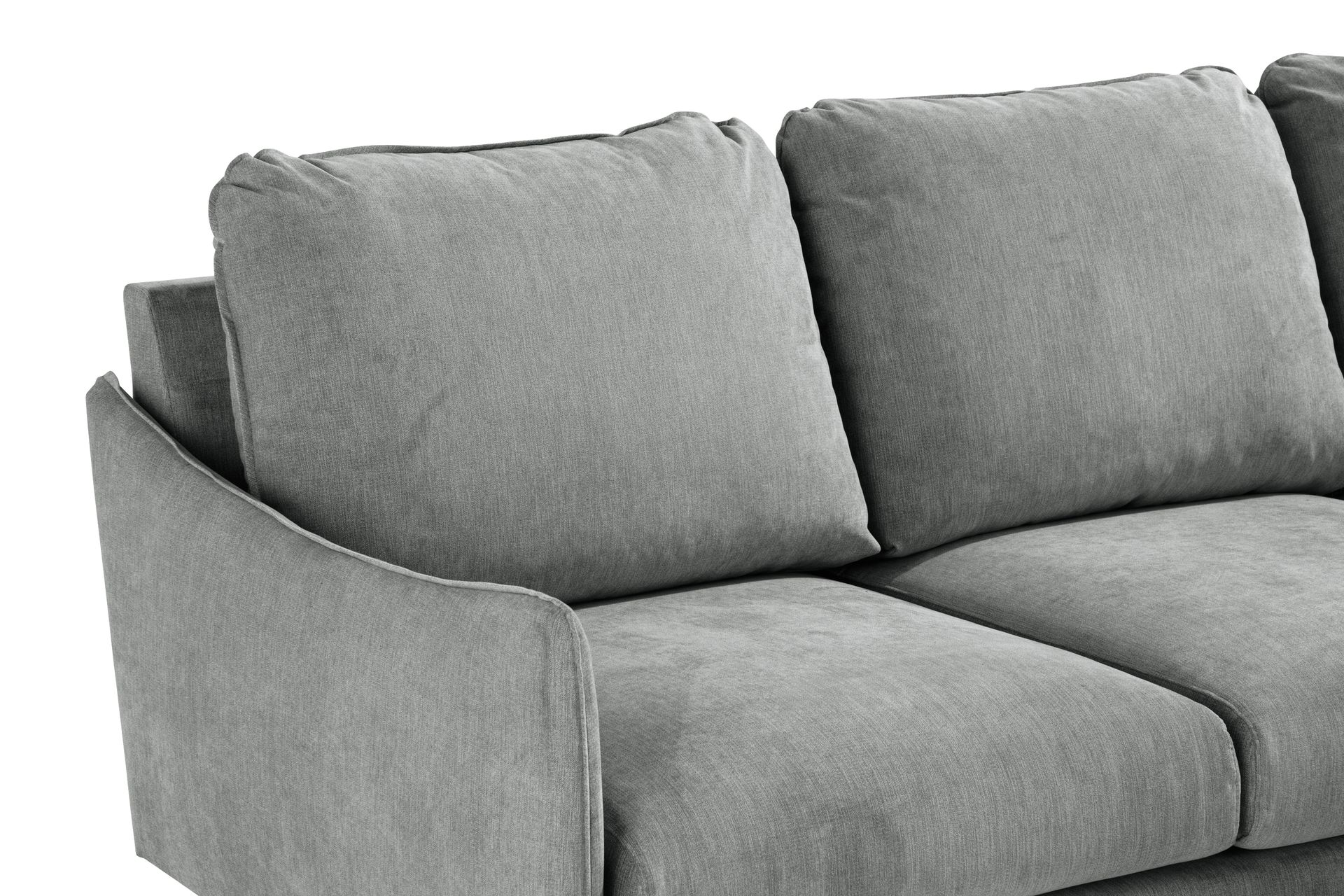 Trend Lyx 3-seters Høyrevendt L-formet Sjeselongsofa i Stoff - Grå - Møbler - Sofaer - Sofa med sjeselong