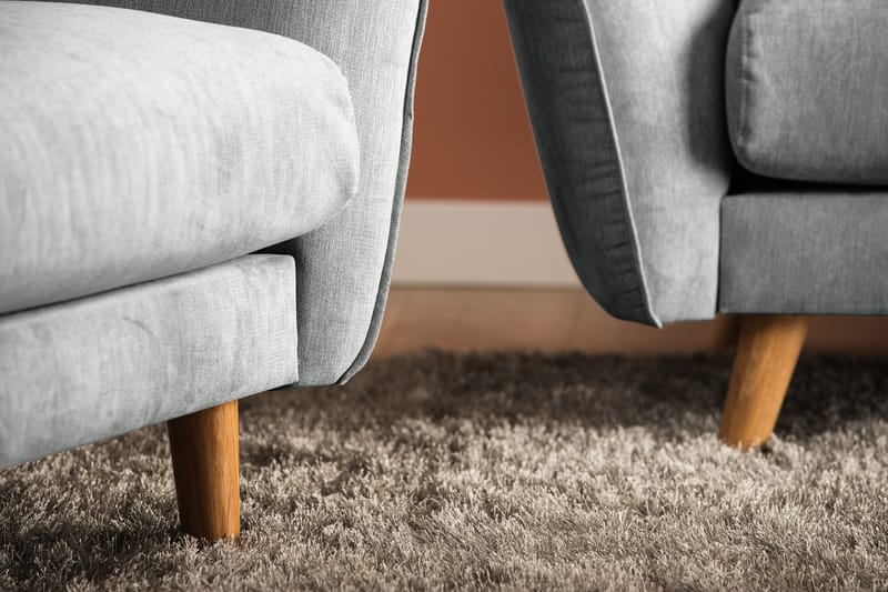 Trend Lyx 3-seters Høyrevendt L-formet Sjeselongsofa i Stoff - Grå - Møbler - Sofaer - Sofa med sjeselong