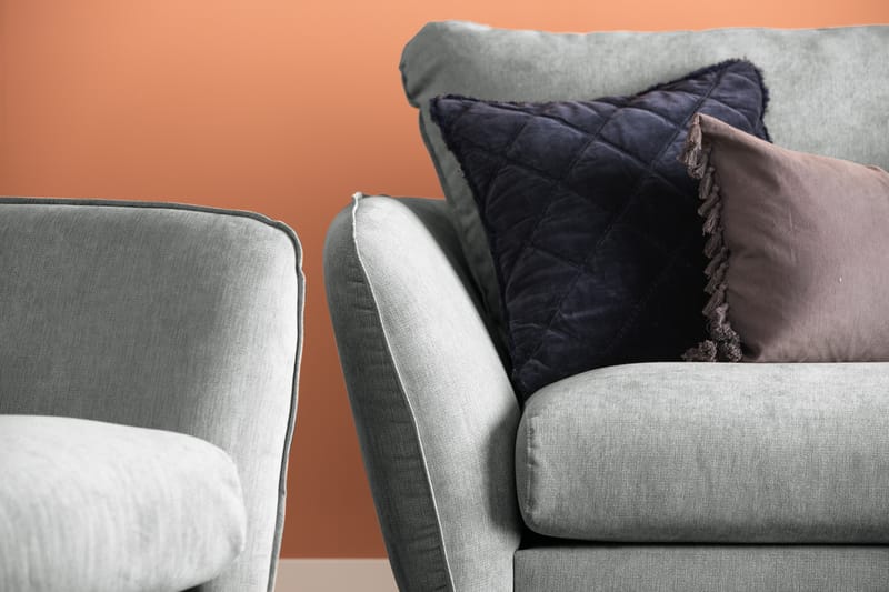 Trend Lyx 3-seters Høyrevendt L-formet Sjeselongsofa i Stoff - Grå - Møbler - Sofaer - Sofa med sjeselong