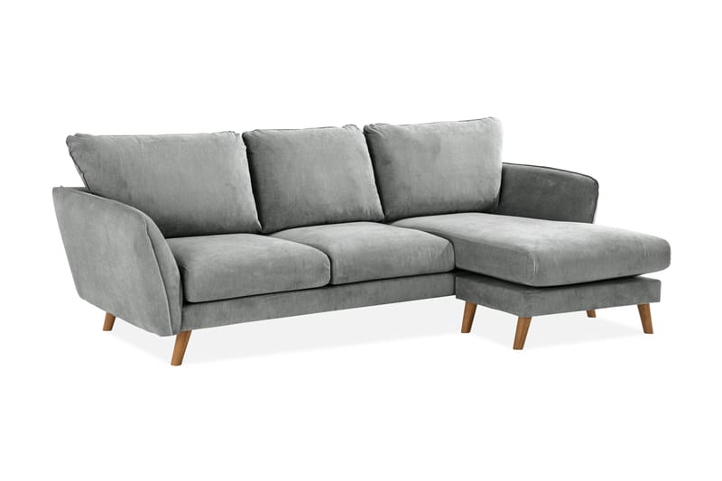 Trend Lyx 3-seters Høyrevendt L-formet Sjeselongsofa i Stoff - Grå - Møbler - Sofaer - Sofa med sjeselong