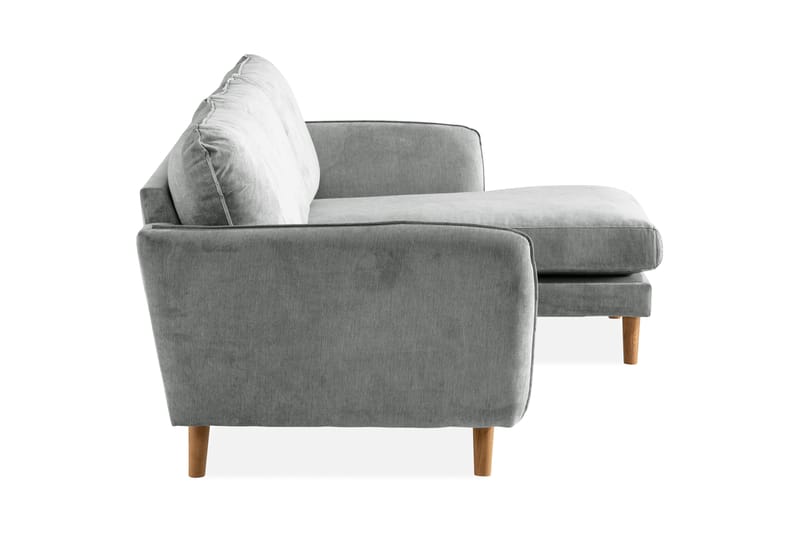 Trend Lyx 3-seters Høyrevendt L-formet Sjeselongsofa i Stoff - Grå - Møbler - Sofaer - Sofa med sjeselong