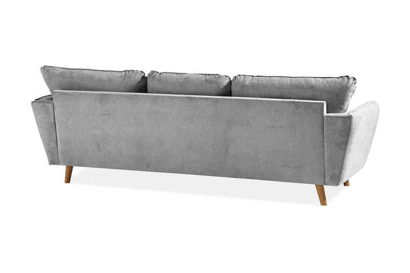 Trend Lyx 3-seters Høyrevendt L-formet Sjeselongsofa i Stoff - Grå - Møbler - Sofaer - Sofa med sjeselong