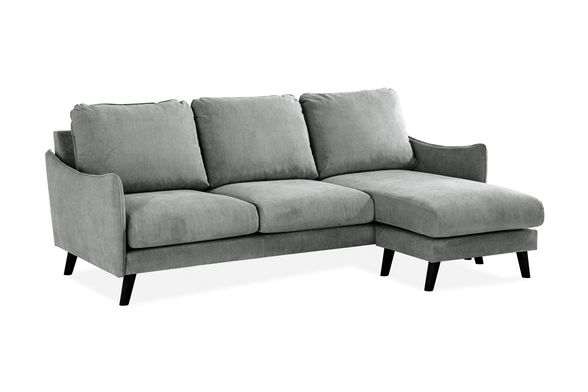 Trend Lyx 3-seters Høyrevendt L-formet Sjeselongsofa i Stoff - Grå - Møbler - Sofaer - Sofa med sjeselong