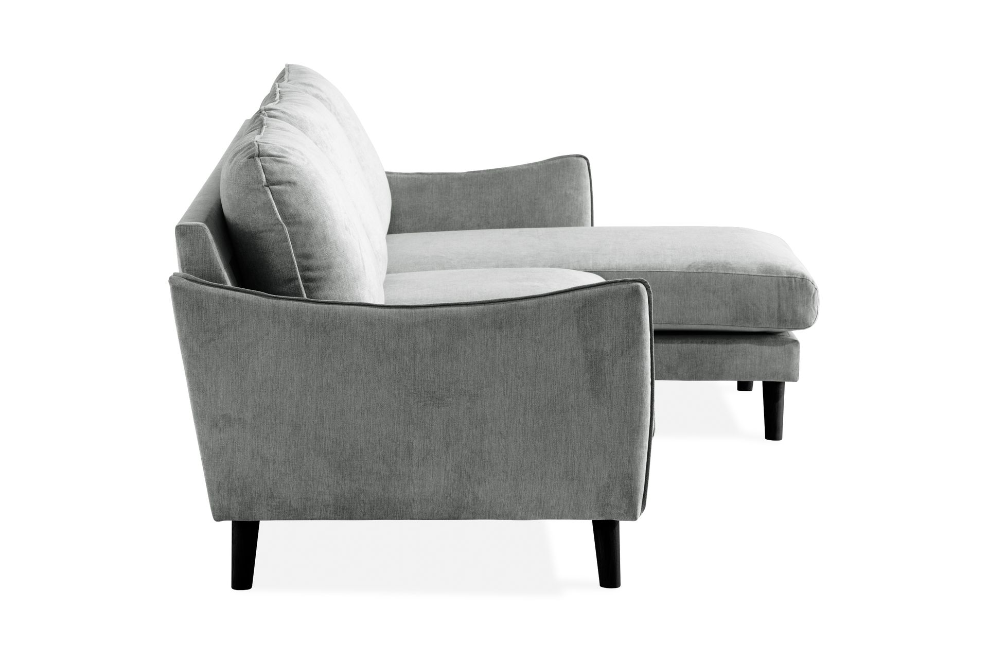 Trend Lyx 3-seters Høyrevendt L-formet Sjeselongsofa i Stoff - Grå - Møbler - Sofaer - Sofa med sjeselong
