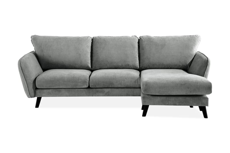 Trend Lyx 3-seters Høyrevendt L-formet Sjeselongsofa i Stoff - Grå - Møbler - Sofaer - Sofa med sjeselong
