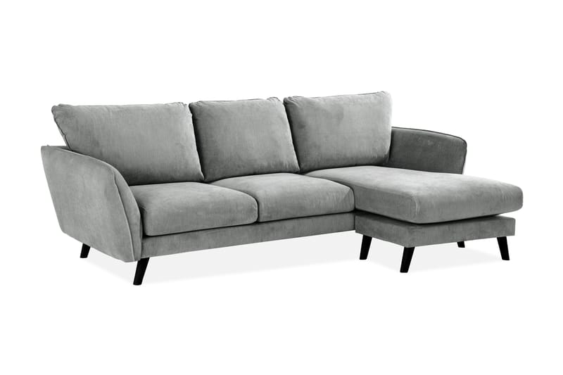 Trend Lyx 3-seters Høyrevendt L-formet Sjeselongsofa i Stoff - Grå - Møbler - Sofaer - Sofa med sjeselong