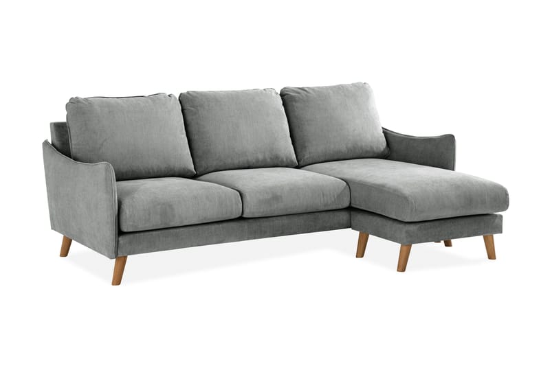 Trend Lyx 3-seters Høyrevendt L-formet Sjeselongsofa i Stoff - Grå - Møbler - Sofaer - Sofa med sjeselong - 4 seters sofa med divan