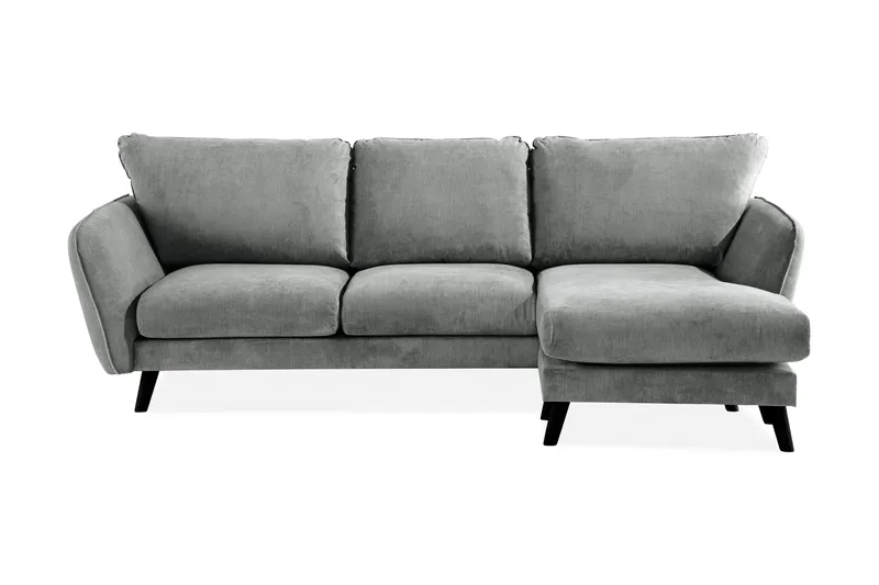 Trend Lyx 3-seters Høyrevendt L-formet Sjeselongsofa i Stoff - Grå - Møbler - Sofaer - Sofa med sjeselong - 4 seters sofa med divan