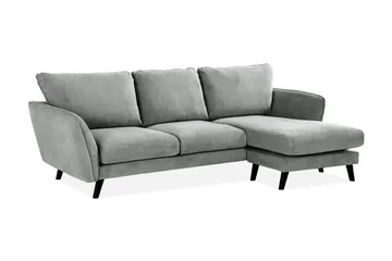Trend Lyx 3-seters Høyrevendt L-formet Sjeselongsofa i Stoff - Grå - Møbler - Sofaer - Sofa med sjeselong