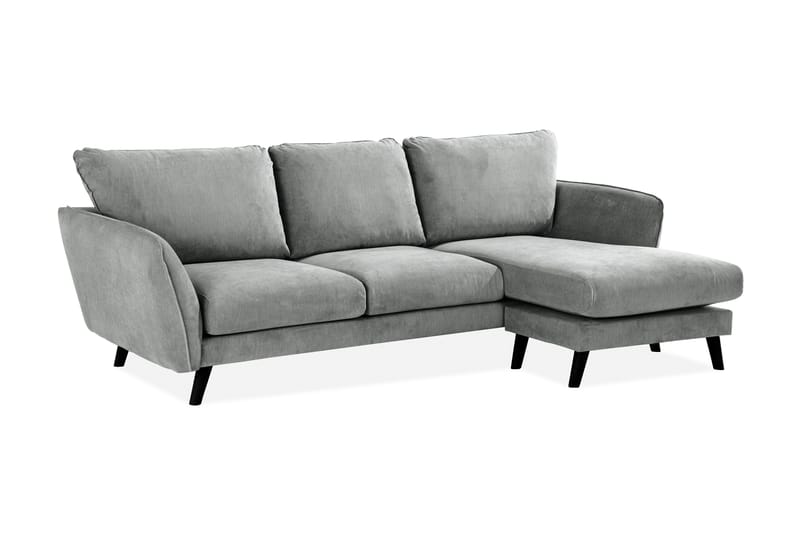 Trend Lyx 3-seters Høyrevendt L-formet Sjeselongsofa i Stoff - Grå - Møbler - Sofaer - Sofa med sjeselong - 4 seters sofa med divan