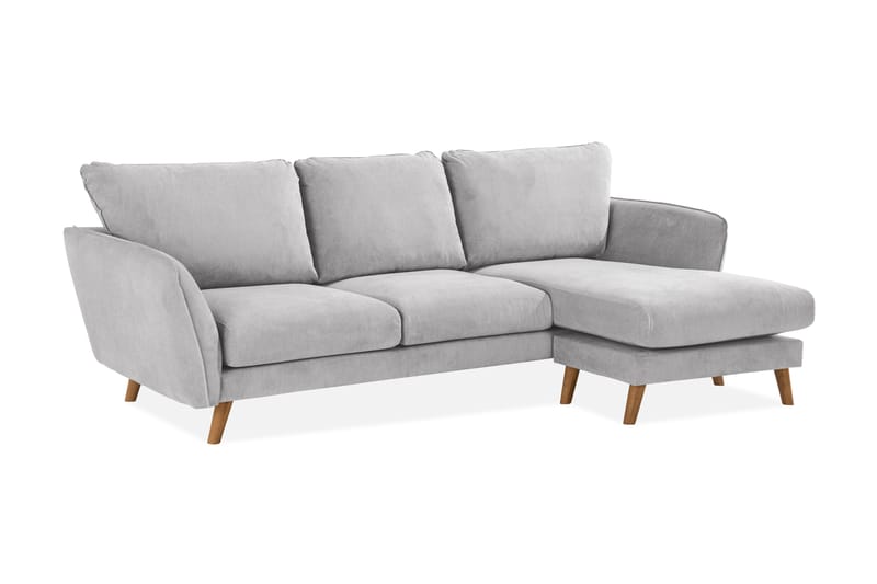 Trend Lyx 3-seters Høyrevendt L-formet Sjeselongsofa i Stoff - Lys grå - Møbler - Sofaer - Sofa med sjeselong
