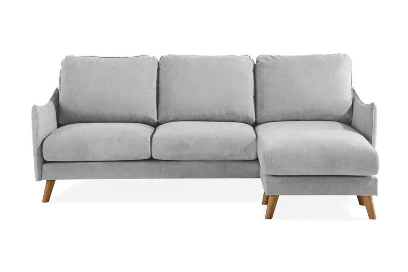 Trend Lyx 3-seters Høyrevendt L-formet Sjeselongsofa i Stoff - Lys grå - Møbler - Sofaer - Sofa med sjeselong - 4 seters sofa med divan