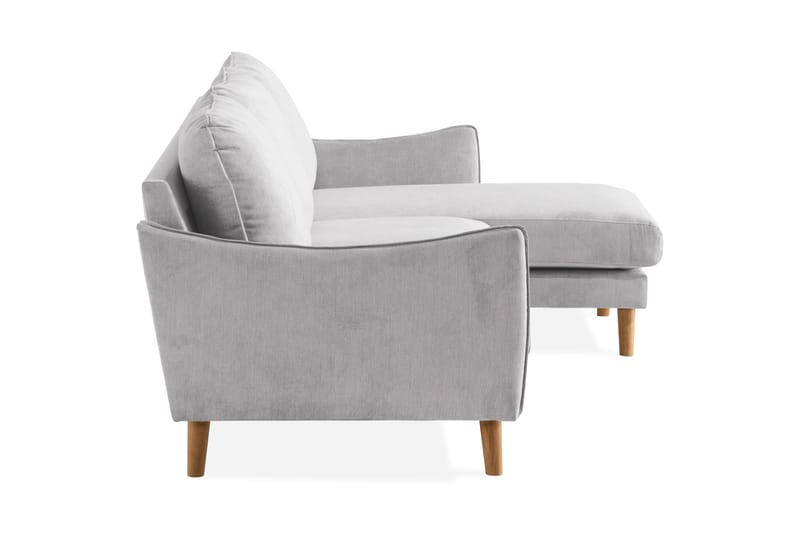 Trend Lyx 3-seters Høyrevendt L-formet Sjeselongsofa i Stoff - Lys grå - Møbler - Sofaer - Sofa med sjeselong - 4 seters sofa med divan