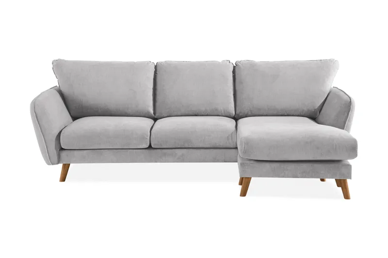 Trend Lyx 3-seters Høyrevendt L-formet Sjeselongsofa i Stoff - Lys grå - Møbler - Sofaer - Sofa med sjeselong - 4 seters sofa med divan