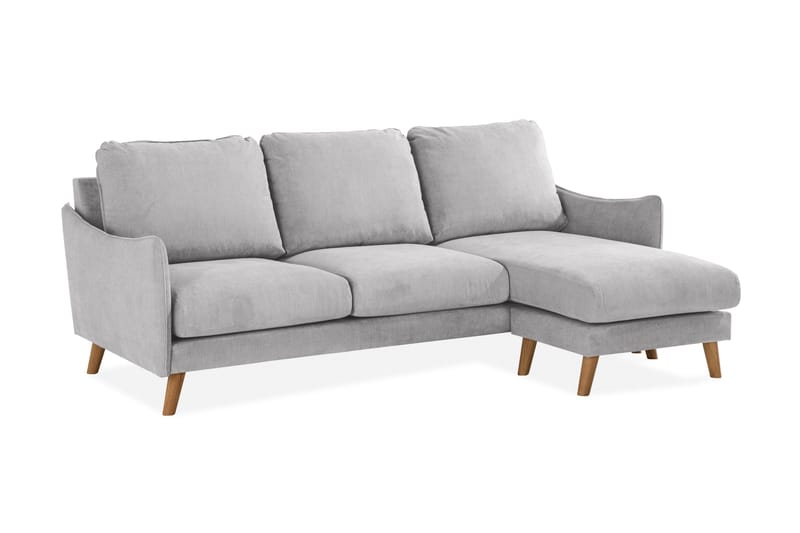 Trend Lyx 3-seters Høyrevendt L-formet Sjeselongsofa i Stoff - Lys grå - Møbler - Sofaer - Sofa med sjeselong - 4 seters sofa med divan