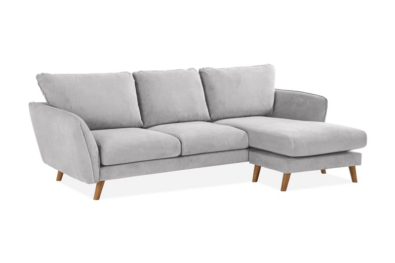 Trend Lyx 3-seters Høyrevendt L-formet Sjeselongsofa i Stoff - Lys grå - Møbler - Sofaer - Sofa med sjeselong - 4 seters sofa med divan