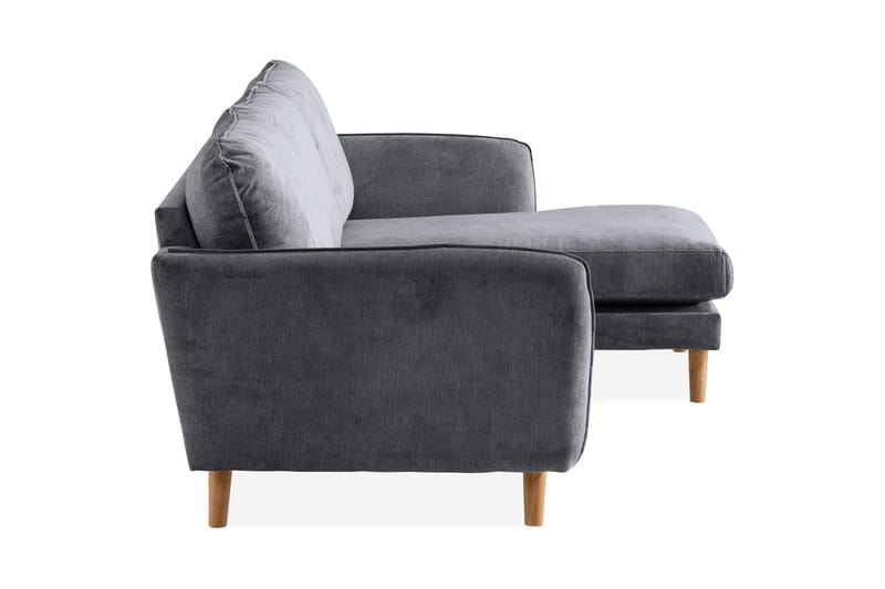 Trend Lyx 3-seters Høyrevendt L-formet Sjeselongsofa i Stoff - Mørk grå - Møbler - Sofaer - Sofa med sjeselong - 4 seters sofa med divan