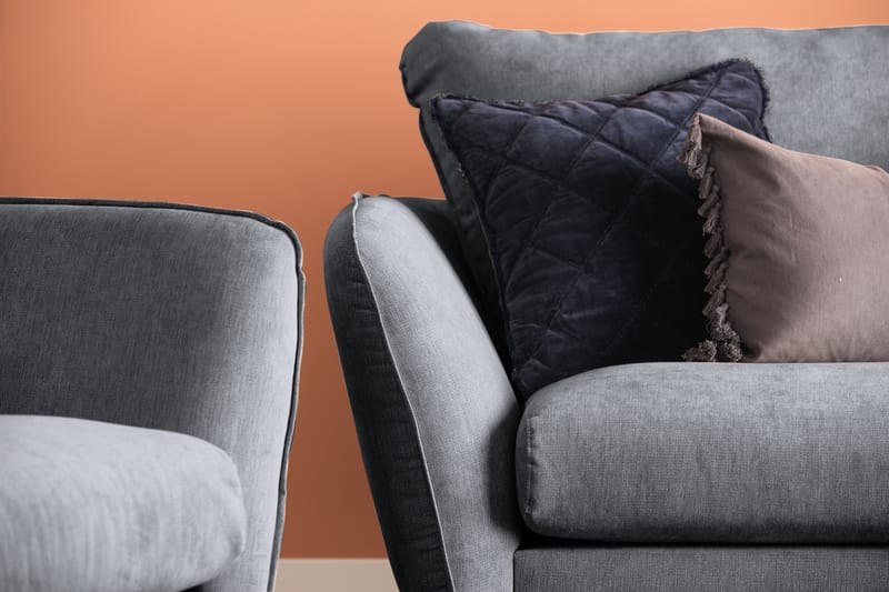 Trend Lyx 3-seters Høyrevendt L-formet Sjeselongsofa i Stoff - Mørk grå - Møbler - Sofaer - Sofa med sjeselong