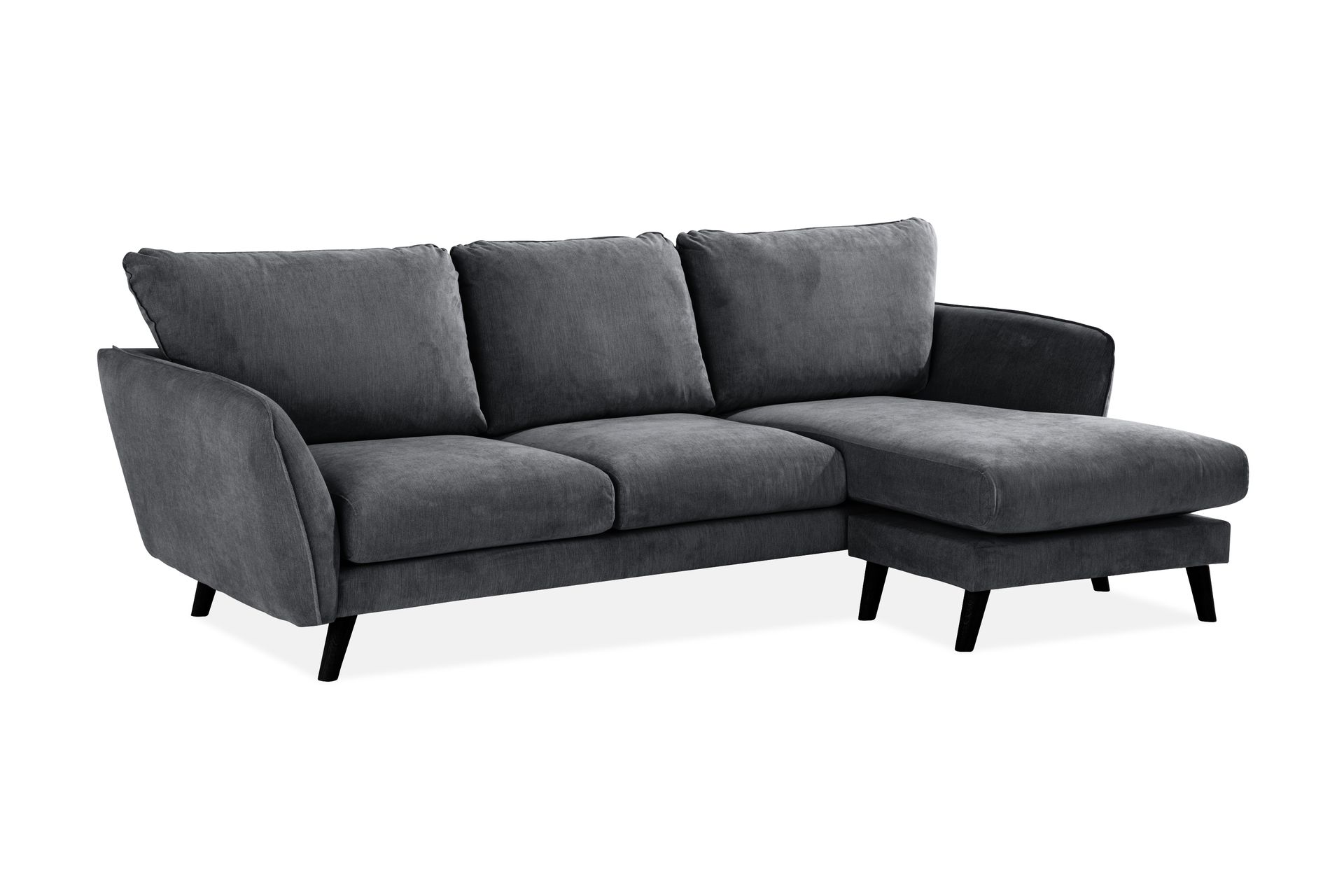 Trend Lyx 3-seters Høyrevendt L-formet Sjeselongsofa i Stoff - Mørk grå - Møbler - Sofaer - Sofa med sjeselong