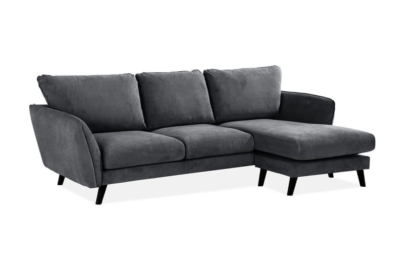 Trend Lyx 3-seters Høyrevendt L-formet Sjeselongsofa i Stoff - Mørk grå - Møbler - Sofaer - Sofa med sjeselong