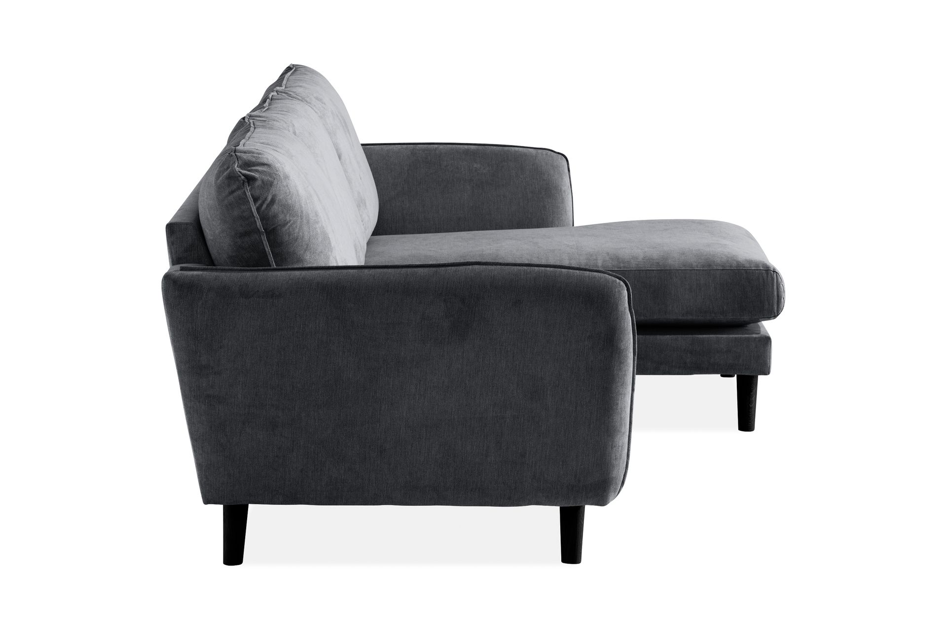 Trend Lyx 3-seters Høyrevendt L-formet Sjeselongsofa i Stoff - Mørk grå - Møbler - Sofaer - Sofa med sjeselong