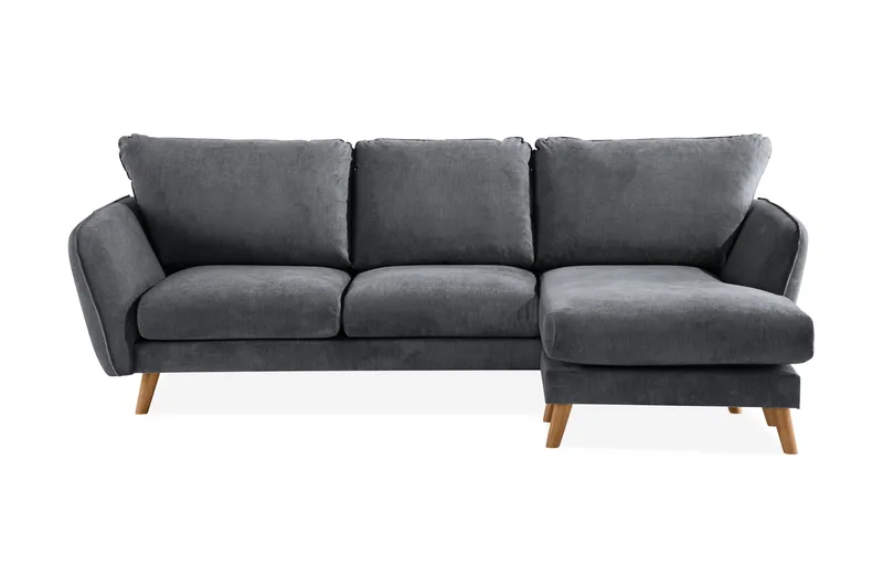 Trend Lyx 3-seters Høyrevendt L-formet Sjeselongsofa i Stoff - Mørk grå - Møbler - Sofaer - Sofa med sjeselong - 4 seters sofa med divan