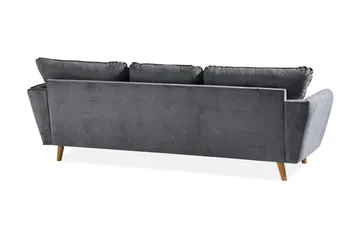 Trend Lyx 3-seters Høyrevendt L-formet Sjeselongsofa i Stoff - Mørk grå - Møbler - Sofaer - Sofa med sjeselong