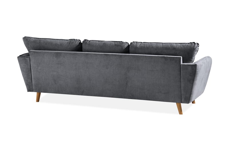 Trend Lyx 3-seters Høyrevendt L-formet Sjeselongsofa i Stoff - Mørk grå - Møbler - Sofaer - Sofa med sjeselong - 4 seters sofa med divan