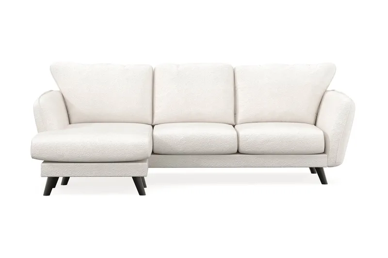 Trend Lyx 3-seters Venstrevendt L-formet Sjeselongsofa i Bouclé, Hvit