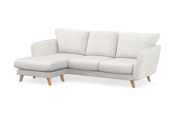 Trend Lyx 3-seters Venstrevendt L-formet Sjeselongsofa i Bouclé - Hvit - Møbler - Sofaer - Sofa med sjeselong