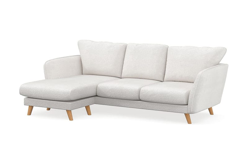 Trend Lyx 3-seters Venstrevendt L-formet Sjeselongsofa i Bouclé - Hvit - Møbler - Sofaer - Sofa med sjeselong - 4 seters sofa med divan